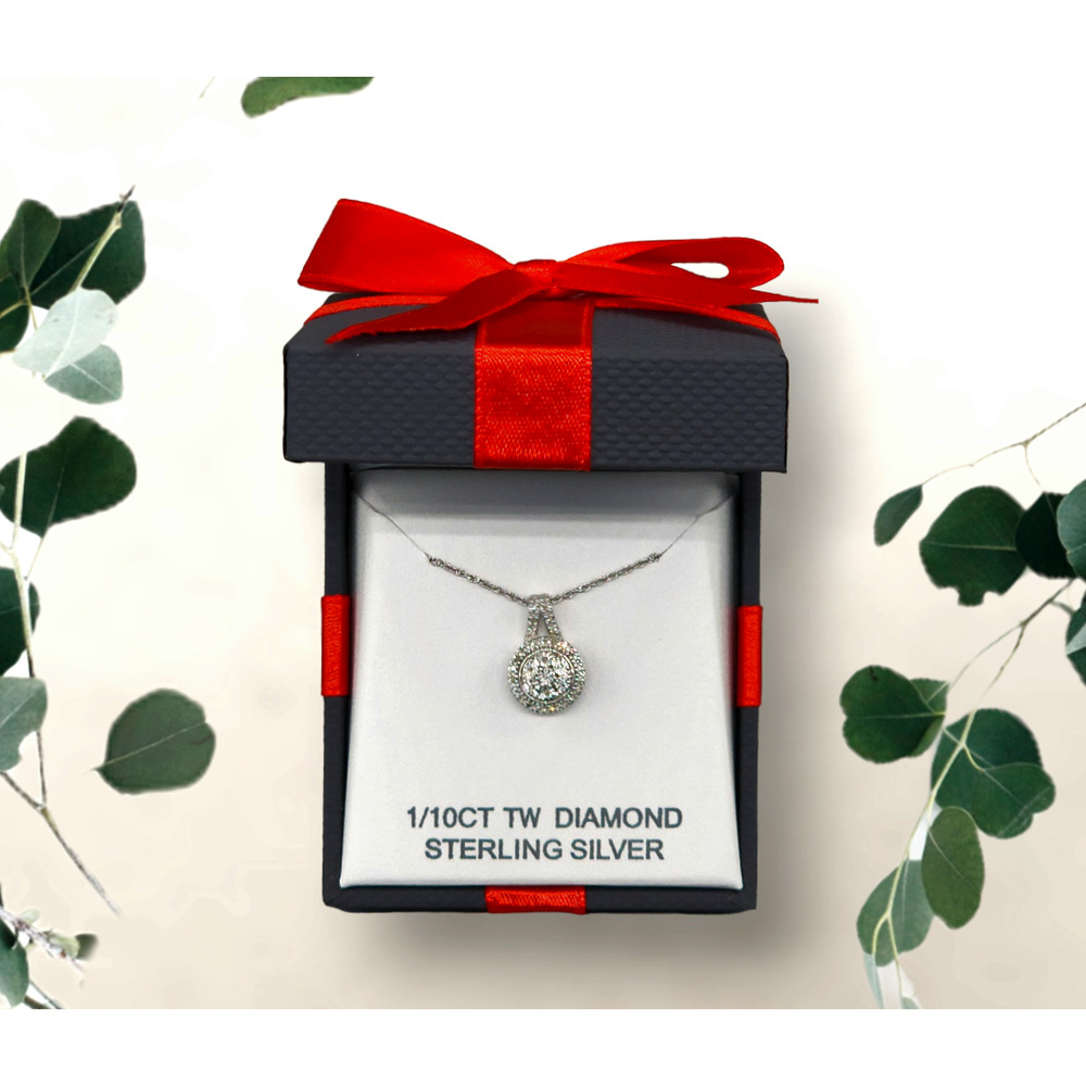 Diamond Round Pendant Necklace in Sterling Silver